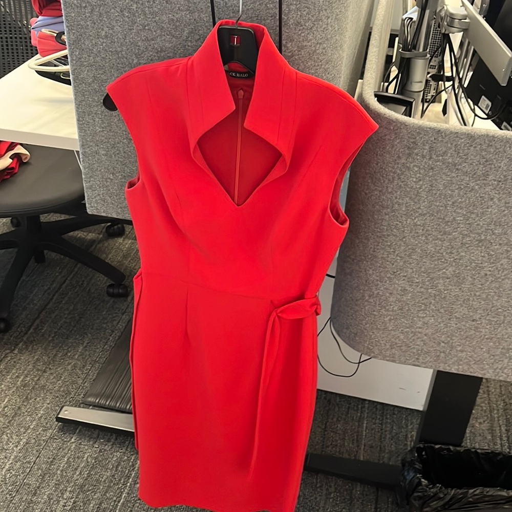 Black Halo red dress